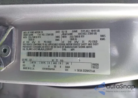 2018 Lincoln Mkc Select from USA, damaged, VIN 5LMCJ2C98JUL22937